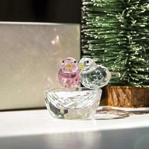 3.3-Inch K9 Crystal Bird Figurine Art Glass Paperweight Ring Holder Decor