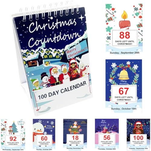 100 Day Christmas Countdown Calendar - Desktop Holiday Advent Calendar