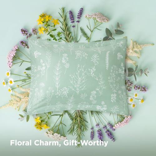Sage Green Floral Queen Comforter Set - 3-Piece Reversible Bedding
