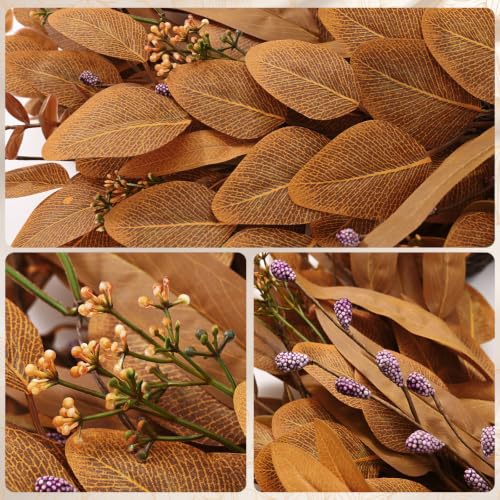 26-Inch Artificial Fall Eucalyptus Wreath for Front Door Autumn Decor