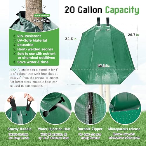 Slow Release Tree Watering Bags 20 Gallon (5-Pack) - PVC Drip Irrigation
