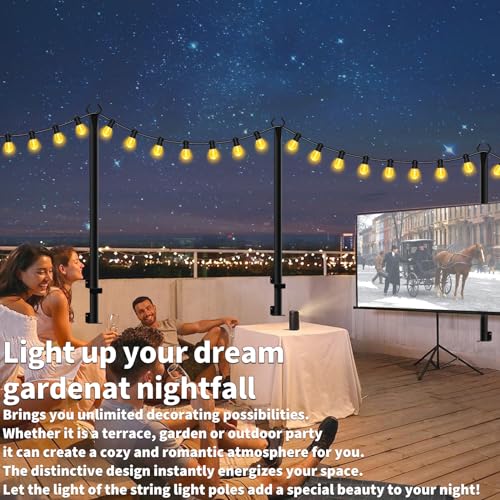 8 Pack 5ft String Light Poles for Deck & Patio - Rust-Resistant Steel