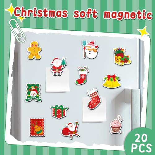 Christmas Theme Fridge Magnets 20 Pack - Eco-Friendly ABS with Strong Neodymium