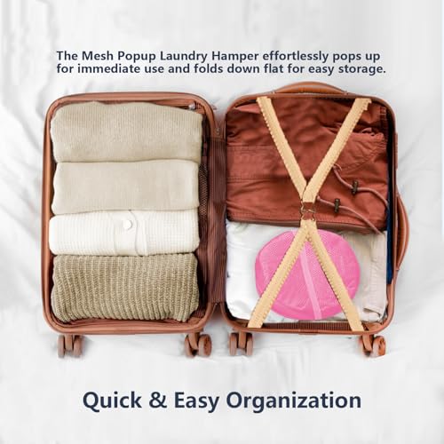 Collapsible Mesh Laundry Hamper - Foldable Pop Up Basket for Travel