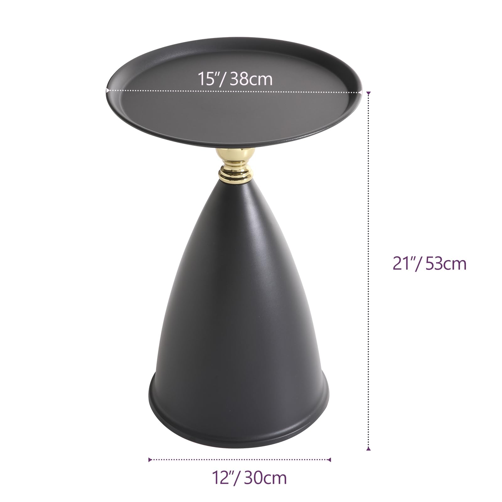 seonyou Round Side Table Modern Small End Table, Black Pedestal Circle Accent Tables Metal, Drink Martini Tables for Small Spaces and Living Room Couch Office
