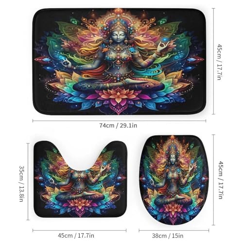 Bohemian 4-Piece Bathroom Set with Waterproof Shower Curtain & Bath Mats
