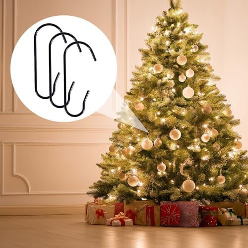 100-Pack Black Christmas Ornament Hooks, Metal Wire C-Shaped Hangers