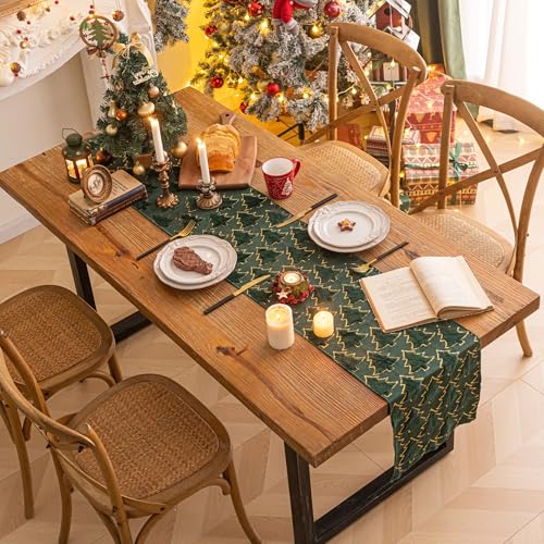 AQOTHES Green Tree Sequin Christmas Table Runner 13x72 Inches