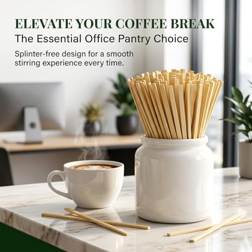 Rainflow Eco-Friendly Coffee Stir Sticks 1000 Pack - Biodegradable 5.5 Inch