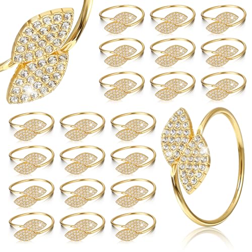 Gold Leaf Napkin Rings Set - 100 Durable Round Table Decorations for Weddings & Holidays