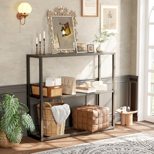 29.5-Inch Narrow Console Table with 3-Tier Shelves, Black Entryway Table