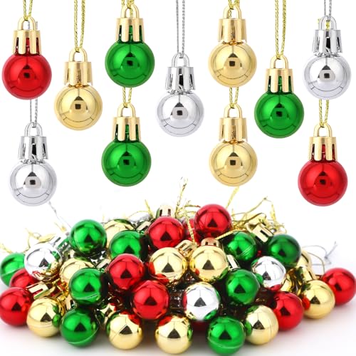 Jansun Christmas Classic Miniature Glitter Ornaments - 60PCS Holiday Tree Decorations