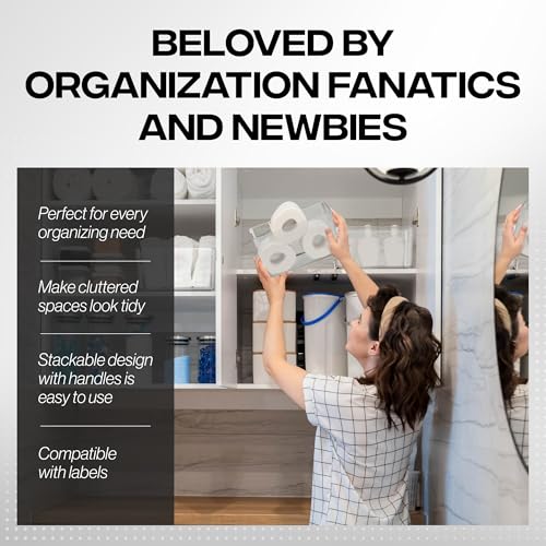 Clear Plastic Storage Bins with Handles - Pantry & Cabinet Organizer Bins