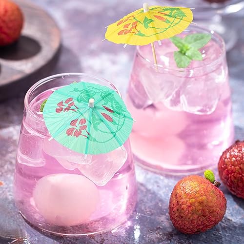 30 Pcs Colorful Cocktail Umbrellas Parasols Picks for Tropical & Party Drinks