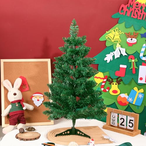 Gloreyan 2FT Green Artificial Christmas Tree Tabletop with Plastic Stand - Mini Xmas Pine