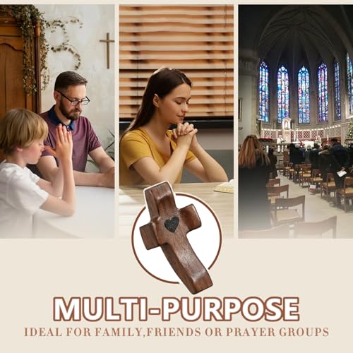 Wooden Handheld Comfort Crosses for Anxiety Relief - 10 Piece Set
