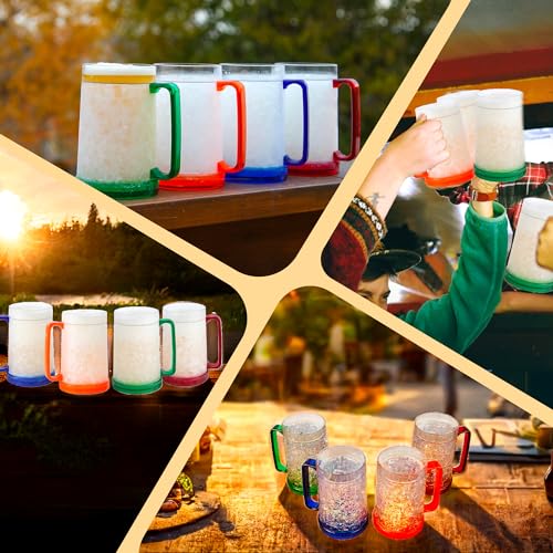 Lily's Home Freezer Beer Mug Set of 4 - 16 oz Clear BPA-Free Acrylic Cold Drink Mugs