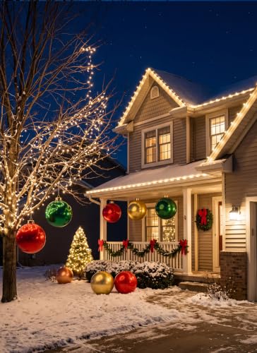 Minetom 25in Red Inflatable Christmas Ornament - Indoor & Outdoor PVC Ball