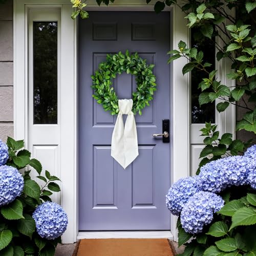 8-Piece White Cotton Linen Christmas Wreath Sashes for Front Door Decor