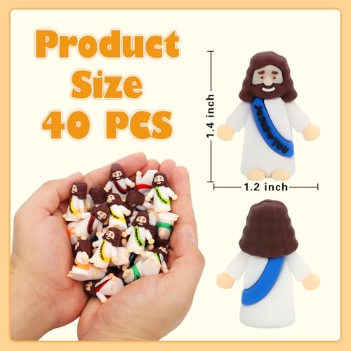 40 Pcs Mini Jesus Figurines Bulk - Tiny Pocket Religious Toys for Parties