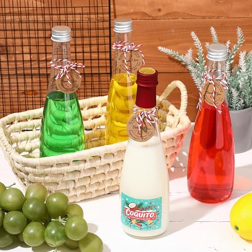Baderke 12 Set 16oz Christmas Coquito Bottles with Red Caps & Accessories
