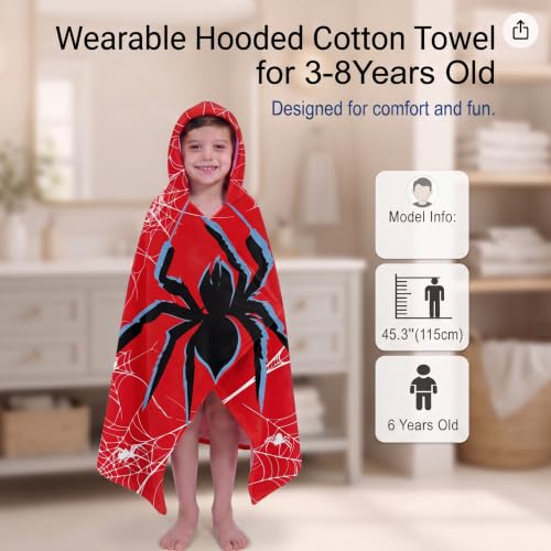 Peryiter 2-Pack Spider Hooded Beach Towels - Quick Dry & Soft, 58" x 28"