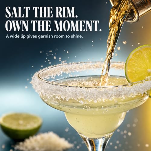 Vikko Set of 6 Clear 10oz Margarita Glasses for Cocktails & Frozen Drinks