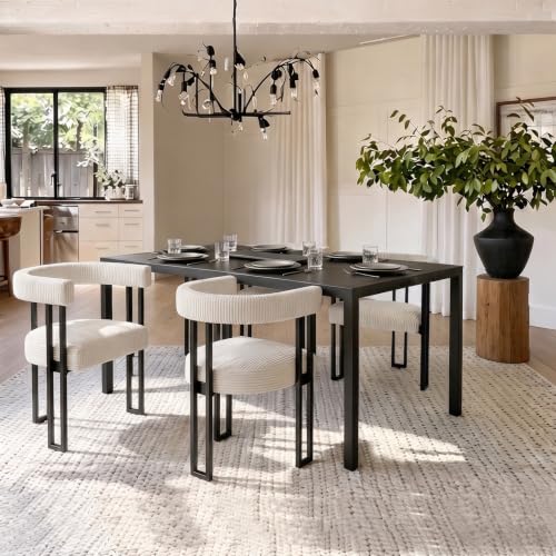 Boucle Upholstered Dining Chairs Set of 4, Mid-Century Modern Kitchen Chairs