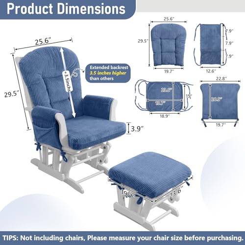 5-Piece Glider Rocker Replacement Cushion Set with Ottoman & Side Pockets