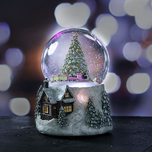 Automatic Revolving Train Musical Snow Globe with LED Lights - 4 Inch