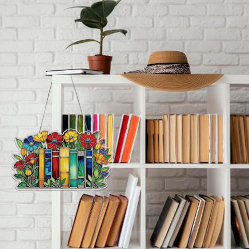 Book Lovers Gifts for Women Men Library Window Hanging Acrylic
