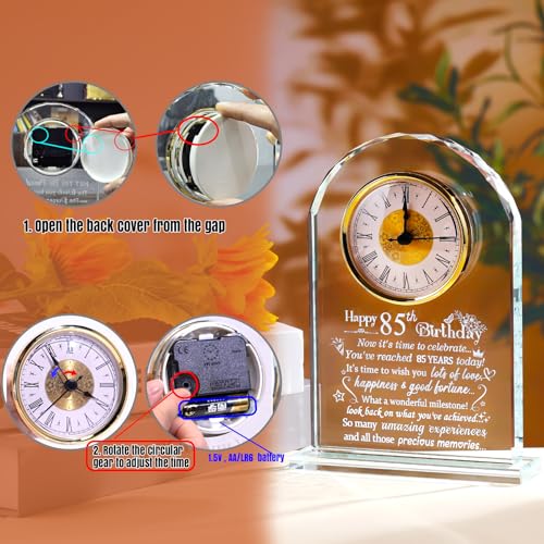 85th Birthday Glass Quartz Clock Keepsake Gift for Him or Her
