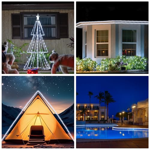 100ft LED Rope Lights, Waterproof Flexible String Lights with 8 Modes