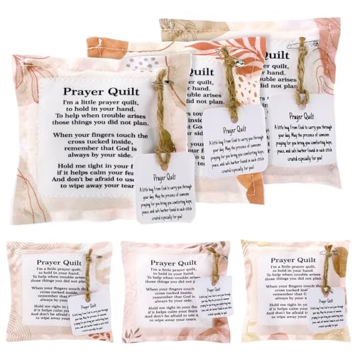 Mini Prayer Quilt Set - 6 Pocket Squares with Cross & Scripture