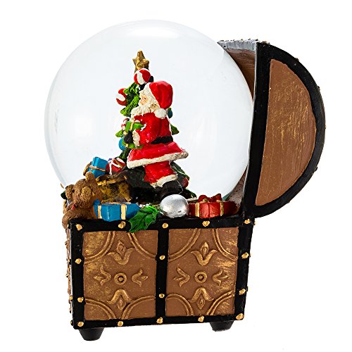 100mm Wind-Up Musical Santa Christmas Snow Globe in Toy Treasure Chest