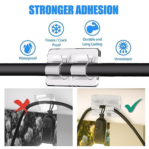 Keviyi Outdoor String Light Hooks 26PCS Clear Adhesive Clips