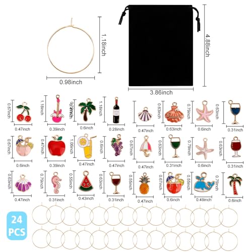 HadrNahkb Beach Wine Glass Charms for Stem Glasses Halloween Party Decor