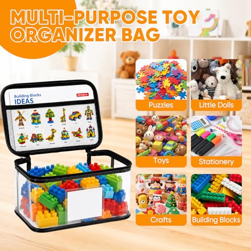 10-Pack Clear Toy Storage Bags with Handles and Zippers, Waterproof Organizer