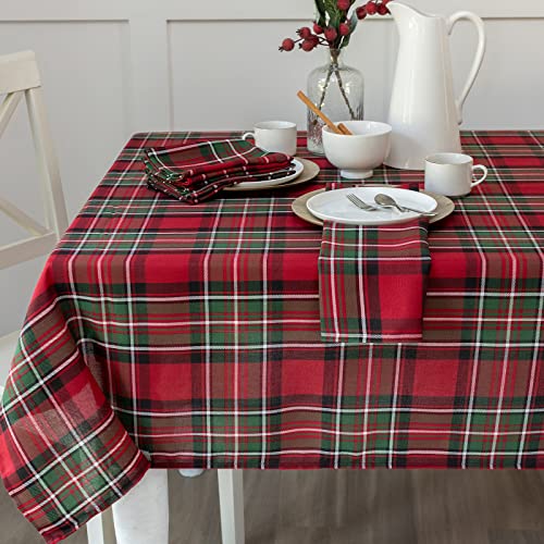 Benson Mills Holiday Plaid Tablecloth (Red, 60" X 104" Rectangular)