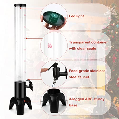 Jyyuehai 100oz/3.2 Qt Beer Dispenser Tower with Ice Tube & LED Light, 1pcs – Tabletop Beverage Tower