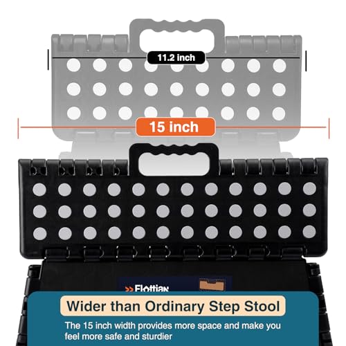 15-Inch Extra Wide Folding Step Stool, Non-Slip Compact Collapsible Stool