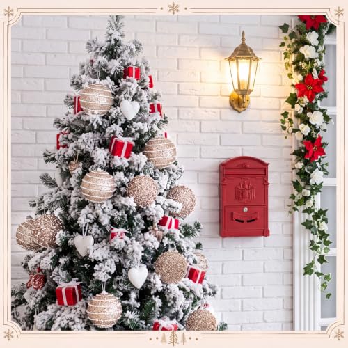 Champagne Gold Christmas Ball Ornaments 12 Pack - 3.94 in Large Pearl Accents