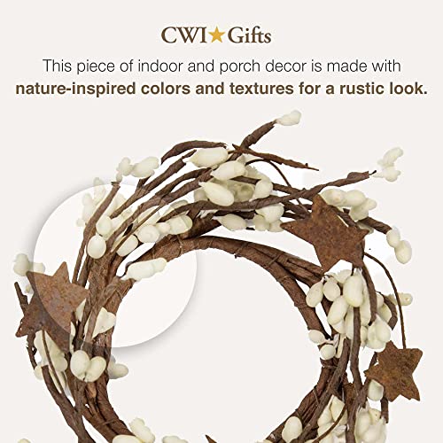 Ivory Pip Twig Candle Ring Wreath 6-Inch Rustic Farmhouse Decor