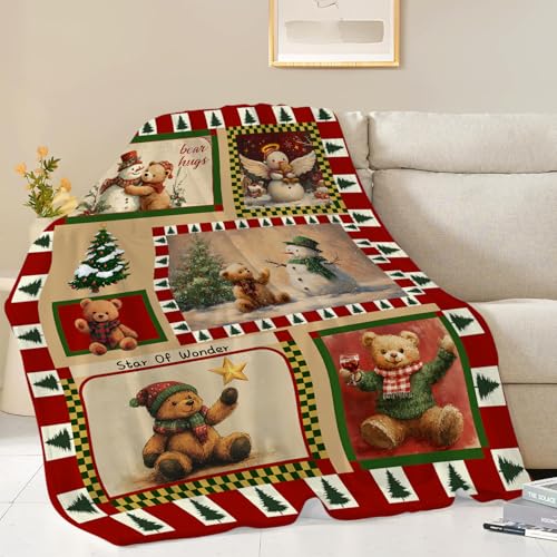 Olivine Christmas Snowman Fleece Throw Blanket 40x50 Inches - Winter Cozy Bedding for Sofa & Bed