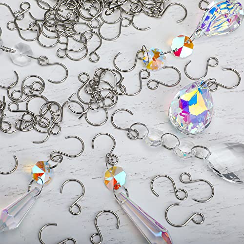 300 Pack Mini Stainless Steel S Hooks for Chandelier Crystals & Suncatchers