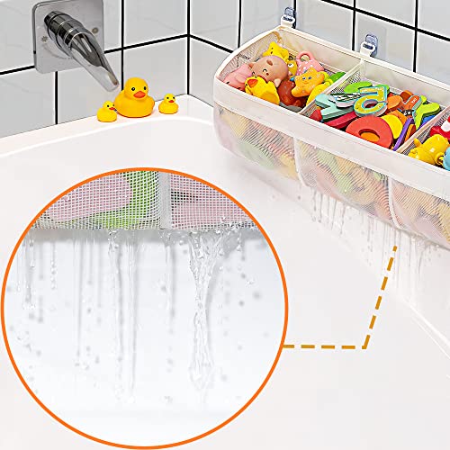 Austion 3-Compartment Bath Toy Organizer - Quick-Drying Mesh Tub Holder