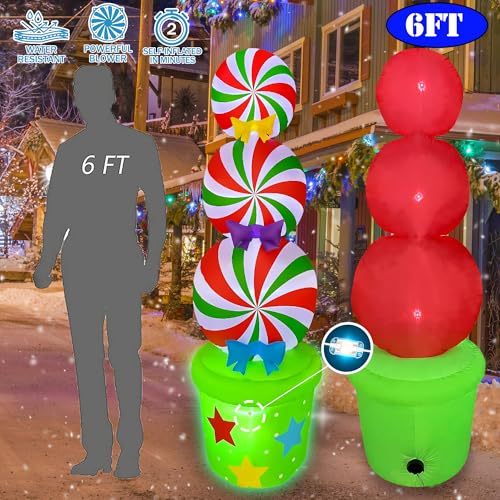 6FT Christmas Inflatable Candy Land Yard Decor with LED Lights Outdoor