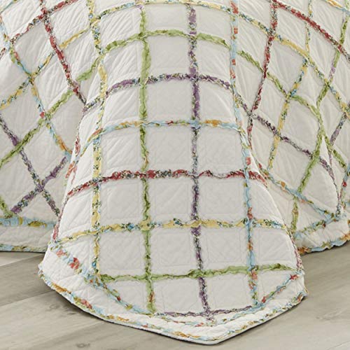 Queen Size Cotton Quilt - Lightweight Farmhouse Ruffle Blanket