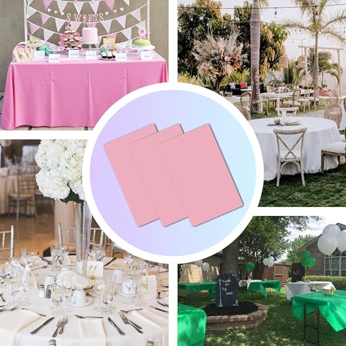 Childom Pink Plastic Tablecloth 54x108 Inches Pack of 3 for Rectangle Tables – Disposable Party Cover for Indoor Outdoor Events