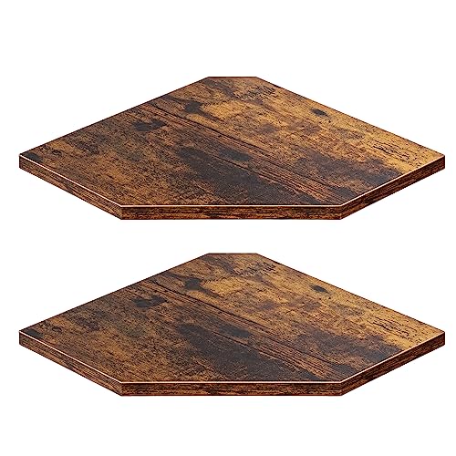 Rustic Wood Corner Floating Shelves - Wall Mount Storage Set of 2